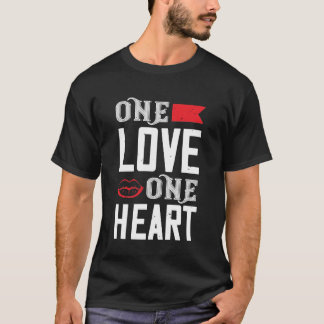 ワンラブワンハート感動的デザイン Tシャツ