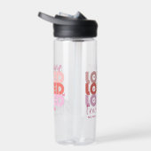 ワンラブ先生ピンクモダンパーソナライズされた名 ウォーターボトル (右面)