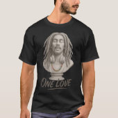 ワンラブ - レゲエの精神を石像に込めて Tシャツ (正面)