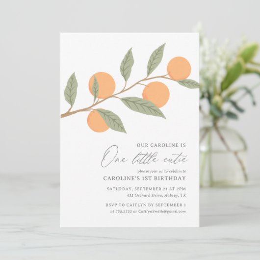 ワンリトルかわいこちゃんオレンジシトラス1st誕生日 招待状 (スタンド正面)
