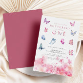 ワンリトルバタフライピンクフローラ1st誕生日 招待状