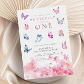 ワンリトルバタフライピンクフローラ1st誕生日 招待状