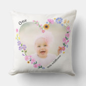 ワンリトルワイルドフラワーガールズファースト誕生日フローラ クッション (正面)