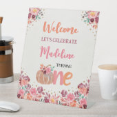 ワンリールパンプキンボホフローラペデスタルウェルカムサイン 台座サイン (インサイチュ)