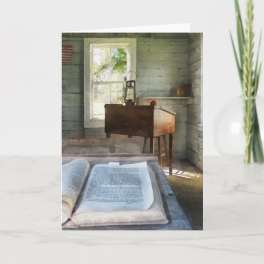 ワンルームスクールハウスと本 カード (正面)
