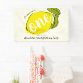 ワンレモンイエロー1歳の誕生日に甘い 横断幕 (インサイチュ)