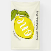 ワンレモンイエロー1歳の誕生日に甘い 横断幕 (縦)