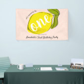 ワンレモンピンク1歳の誕生日に甘い 横断幕 (トレードショー)