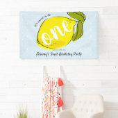 ワンレモンブルー1歳の誕生日に甘い 横断幕 (インサイチュ)