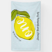 ワンレモンブルー1歳の誕生日に甘い 横断幕 (縦)