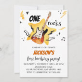 ワンロックギターロックアンドロール誕生日招待状 招待状 (正面)