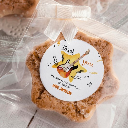 ワンロックギター誕生日ステッカーラベル ラウンドシール