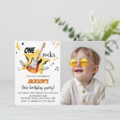 ワンロックスギター1歳の誕生日フォト招待状 サンキューカード (スタンド正面)