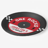 ワンロックビニールレコードロックンロール1st誕生日 ペーパープレート (アングル)