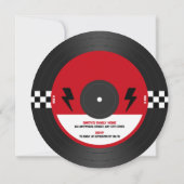 ワンロックビニールレコードロックンロール1st誕生日 招待状 (裏面)