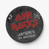 ワンロック – 男の子1歳の誕生日 ペーパープレート (正面)