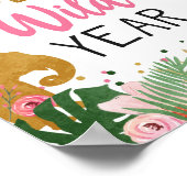 ワンワイルドイヤーサファリアニマルズガールサイン ポスター (角)