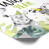 ワンワイルドイヤーサファリボーイファースト誕生日サイン ポスター (角)