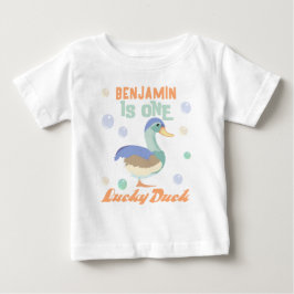 ワンワッキー・ダック & バブルズのファーストバースデーパステル ベビーTシャツ
