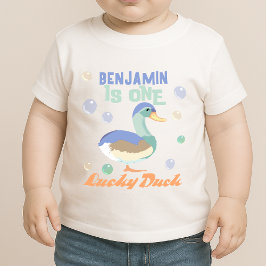 ワンワッキー・ダック & バブルズのファーストバースデーパステル ベビーTシャツ