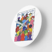 ワンワールド·ワン·ファミリー·マルチカルチャル時計 ラウンド壁時計 (傾斜)