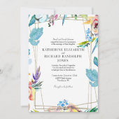 ワンヴェニューカラフルフローラエレガントな結婚式 招待状 (正面)