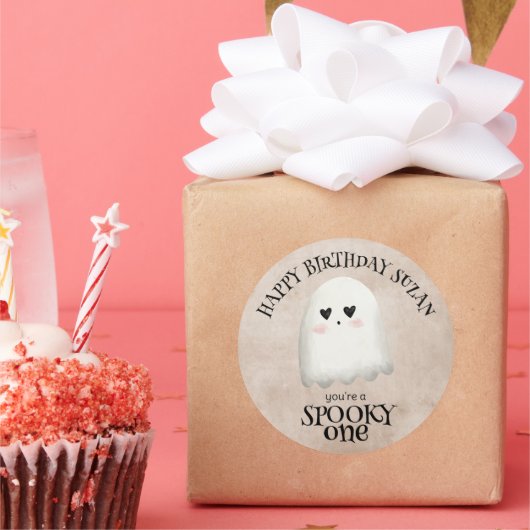 ワン不気味かわいい幽霊ハロウィーン誕生日 ラウンドシール (パーティー)