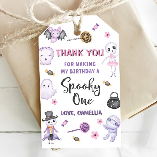 ワン不気味ガールズハロウィーン1歳の誕生日 ギフトタグ
