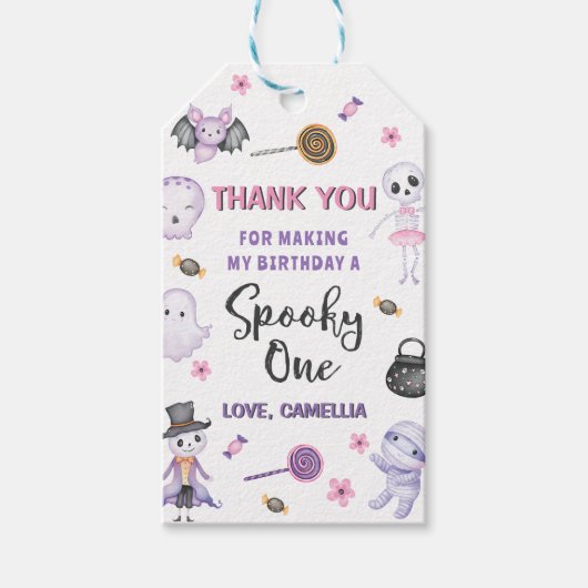 ワン不気味ガールズハロウィーン1歳の誕生日 ギフトタグ (正面)