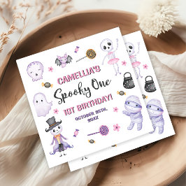 ワン不気味ガールズハロウィーン1歳の誕生日 スタンダードカクテルナプキン