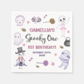 ワン不気味ガールズハロウィーン1歳の誕生日 スタンダードカクテルナプキン (正面)