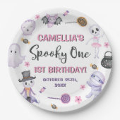 ワン不気味ガールズハロウィーン1歳の誕生日 ペーパープレート (正面)