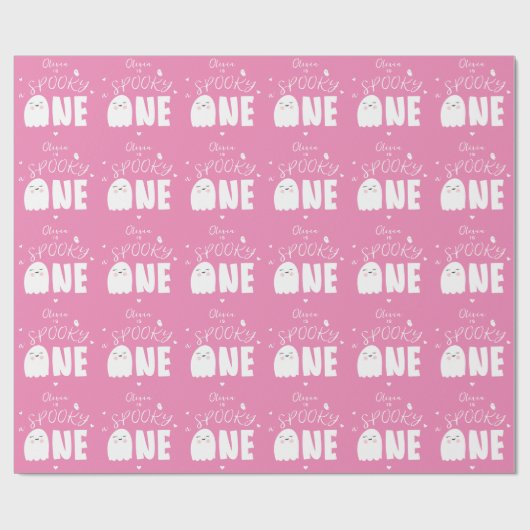 ワン不気味ガールズピンク幽霊ハロウィーン1日 ラッピングペーパー (フラット)