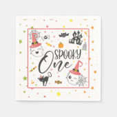 ワン不気味ナプキン – ガールホワイト スタンダードカクテルナプキン (正面)