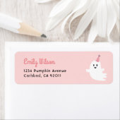 ワン不気味ハロウィーンピンク幽霊差出人住所 ラベル (インサイチュ)