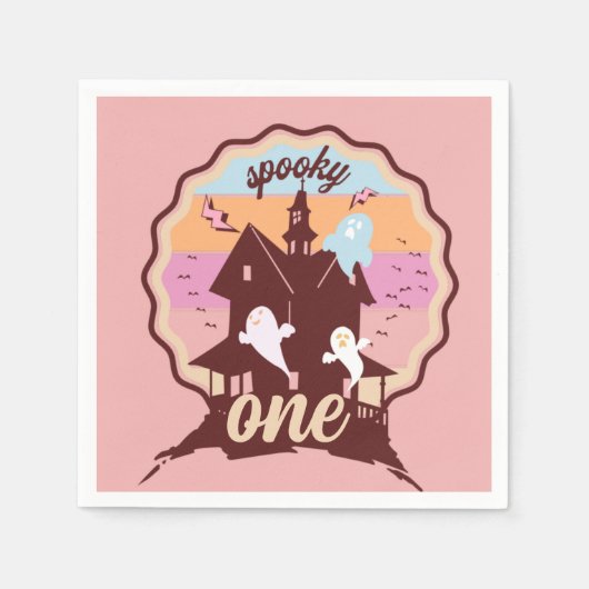 ワン不気味ハロウィーンファースト誕生日幽霊パーティー スタンダードカクテルナプキン (正面)