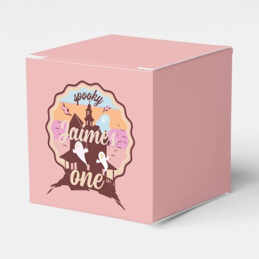 ワン不気味ハロウィーンファースト誕生日幽霊パーティー フェイバーボックス (正面サイド)