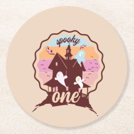 ワン不気味ハロウィーンファースト誕生日幽霊パーティー ラウンドペーパーコースター
