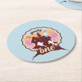 ワン不気味ハロウィーンファースト誕生日幽霊パーティー ラウンドペーパーコースター (アングル)