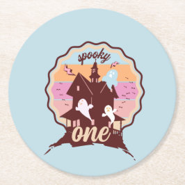ワン不気味ハロウィーンファースト誕生日幽霊パーティー ラウンドペーパーコースター