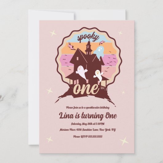 ワン不気味ハロウィーンファースト誕生日幽霊パーティー 招待状 (正面)
