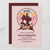 ワン不気味ハロウィーンファースト誕生日幽霊パーティー 招待状 (正面/裏面)