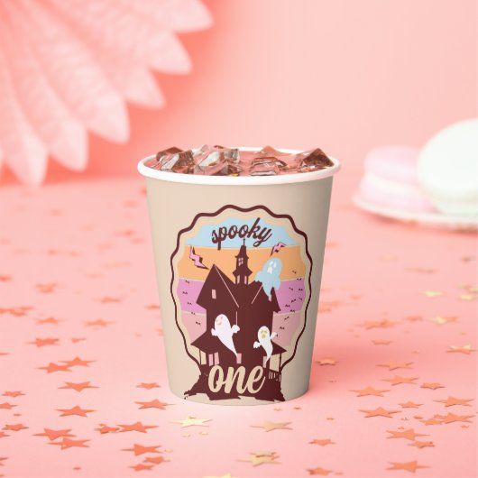 ワン不気味ハロウィーンファースト誕生日幽霊パーティー 紙コップ (インサイチュ)