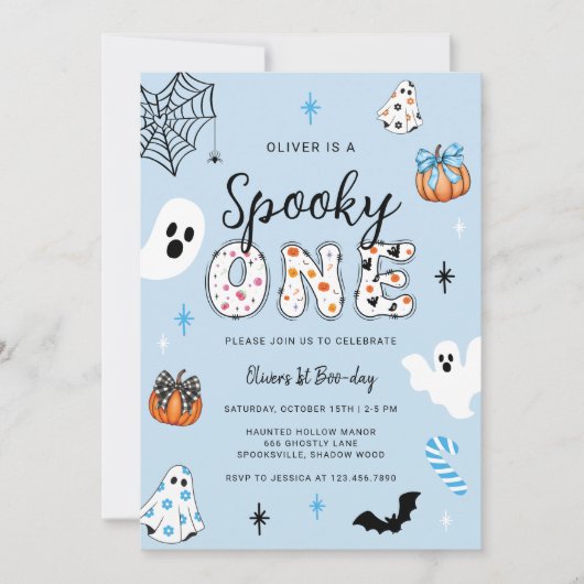 ワン不気味ハロウィーンファースト誕生日招待状 招待状 (正面)