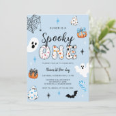 ワン不気味ハロウィーンファースト誕生日招待状 招待状 (スタンド正面)