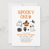 ワン不気味ハロウィーンファースト誕生日 招待状 (正面)