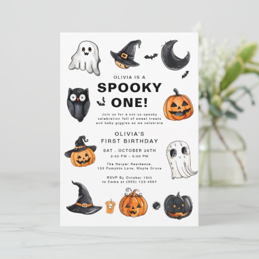 ワン不気味ハロウィーンファースト誕生日 招待状 (スタンド正面)