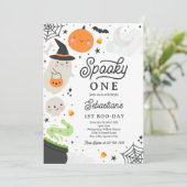 ワン不気味ハロウィーンボーイ幽霊1st誕生日パーティー 招待状 (スタンド正面)