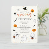 ワン不気味ハロウィーン初誕生日かわいい 招待状 (スタンド正面)