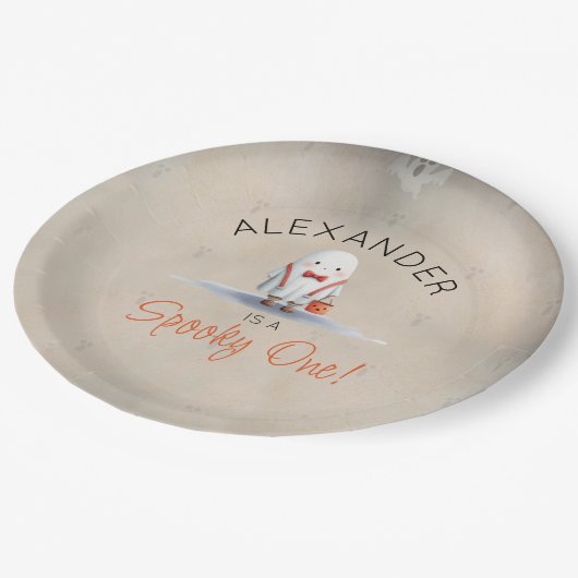 ワン不気味ハロウィーン初誕生日少年 ペーパープレート (アングル)